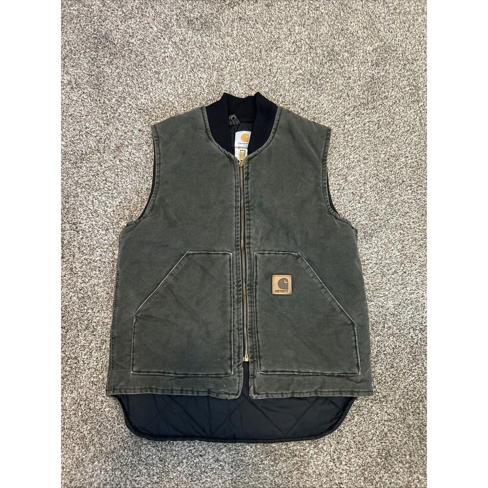 Vintage Carhartt Arctic Vest Mens L Moss Green Cotton Duck V02 MOS USA Y2K 2001